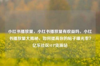 小红书播放量，小红书播放量有收益吗，小红书播放量大揭秘，如何提高你的帖子曝光率？亿乐社区SUP货源站